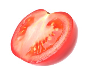Photo of Piece of ripe red tomato isolated on white