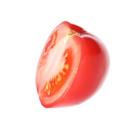 Photo of Piece of ripe red tomato isolated on white