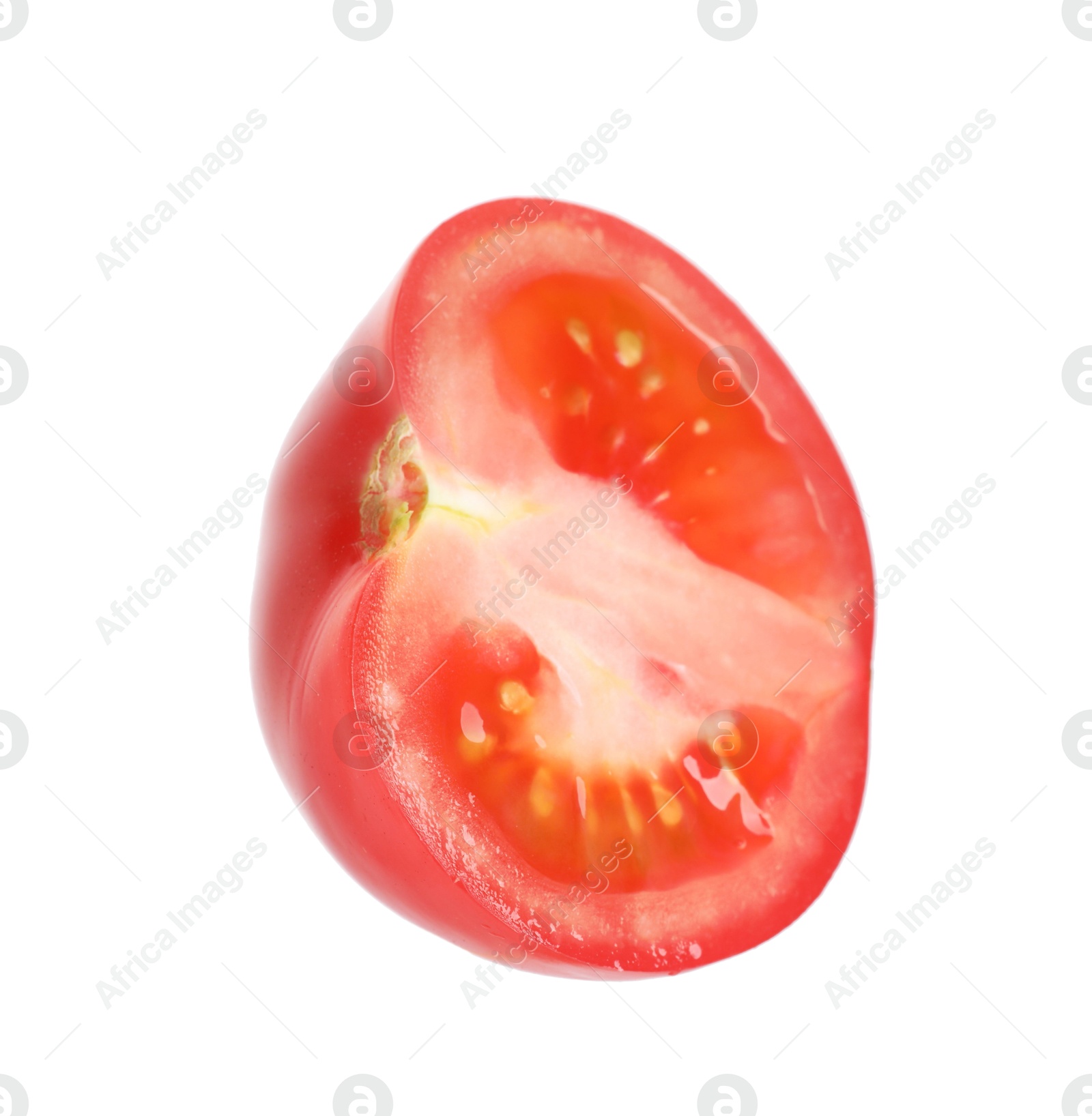Photo of Piece of ripe red tomato isolated on white