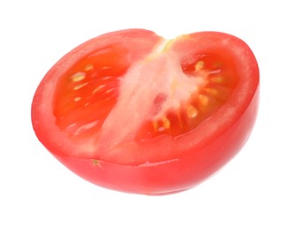 Photo of Piece of ripe red tomato isolated on white
