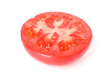 Photo of Piece of ripe red tomato isolated on white