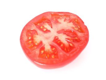 Photo of Piece of ripe red tomato isolated on white