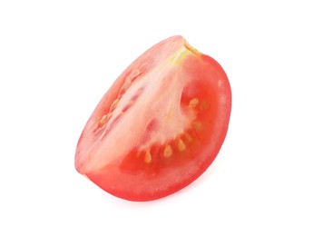 Photo of Piece of ripe red tomato isolated on white