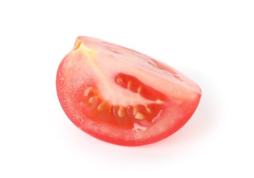 Photo of Piece of ripe red tomato isolated on white