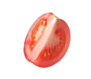 Photo of Piece of ripe red tomato isolated on white