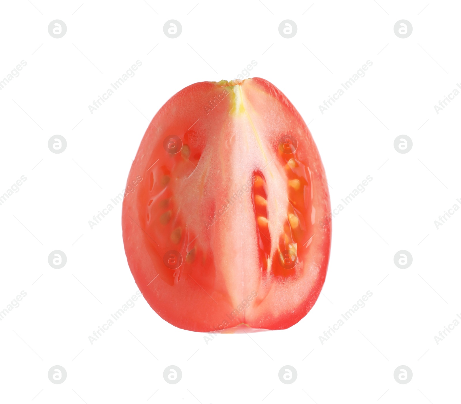 Photo of Piece of ripe red tomato isolated on white