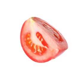 Photo of Piece of ripe red tomato isolated on white