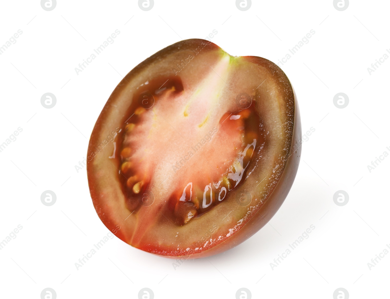 Piece of ripe tomato isolated on white Photo of Piece of ripe tomato isolated on white