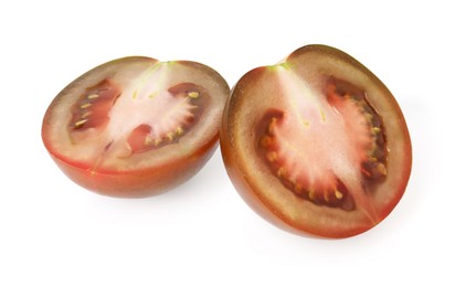 Photo of Pieces of ripe tomato isolated on white
