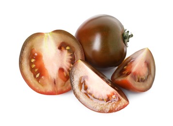 Photo of Pieces of ripe tomato isolated on white
