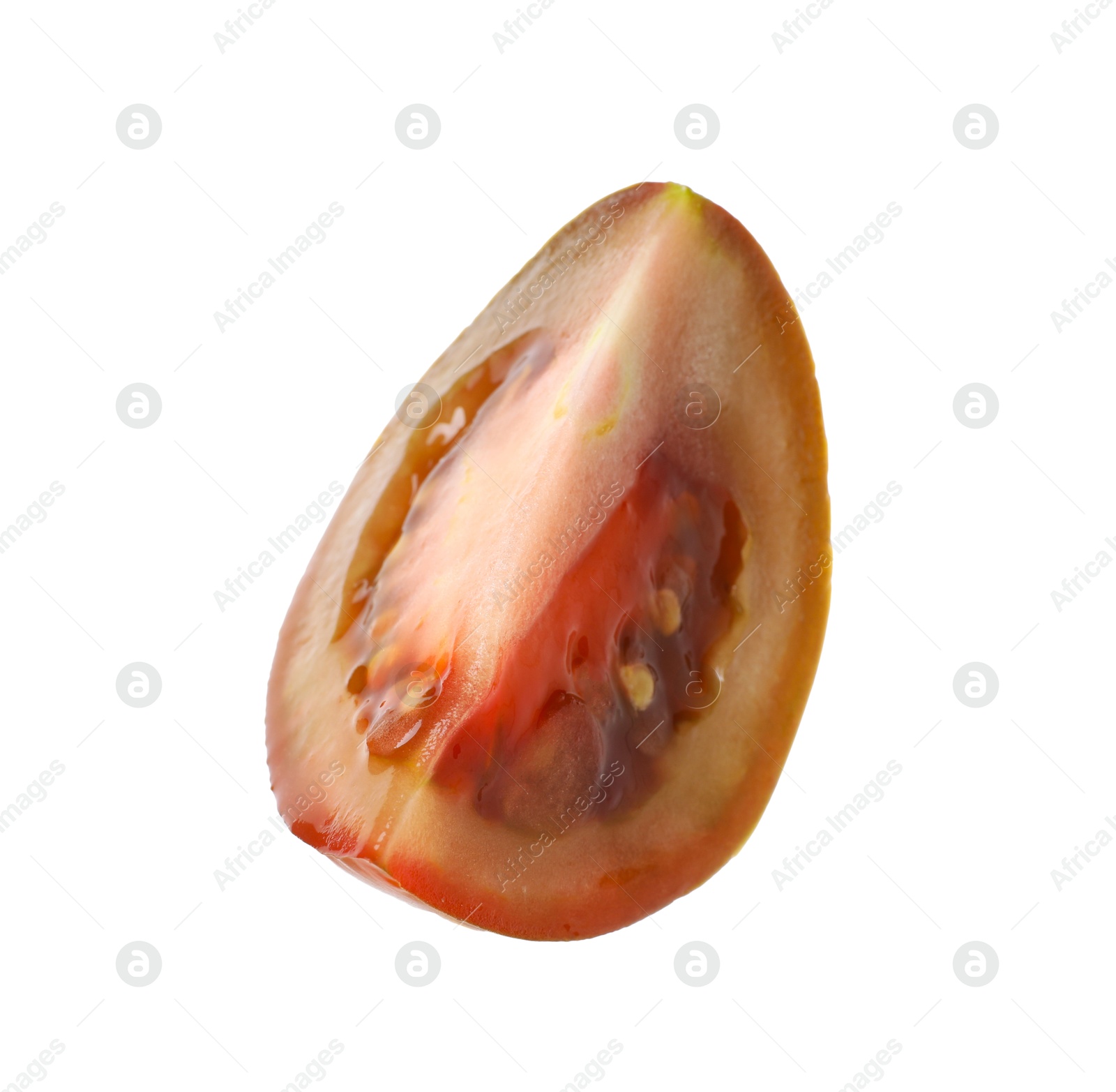 Piece of ripe tomato isolated on white Photo of Piece of ripe tomato isolated on white