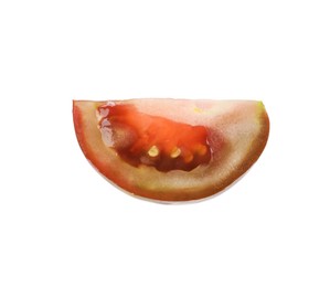 Photo of Piece of ripe tomato isolated on white