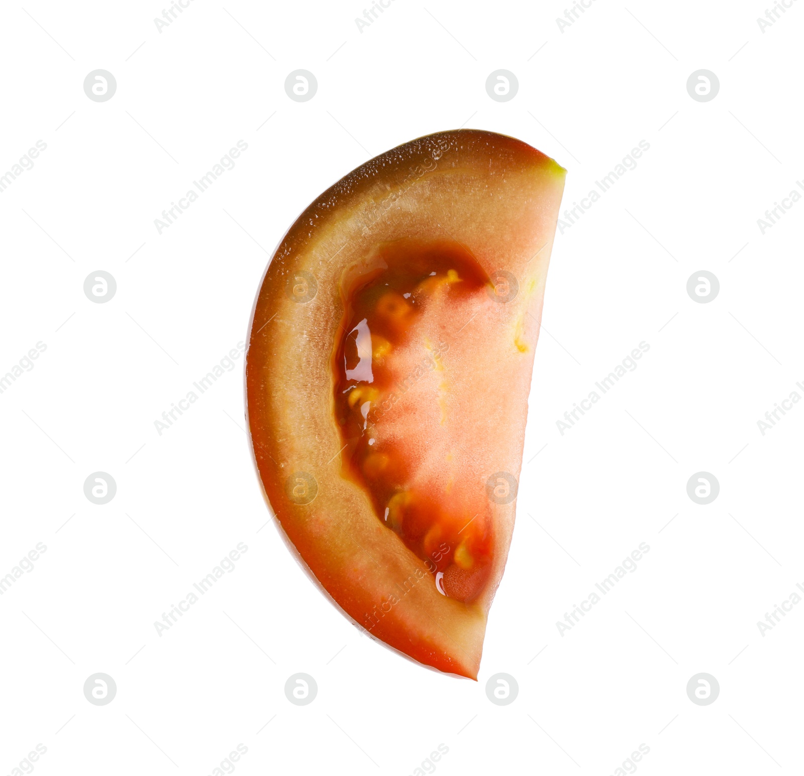 Photo of Piece of ripe tomato isolated on white