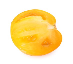 Photo of Piece of ripe yellow tomato isolated on white
