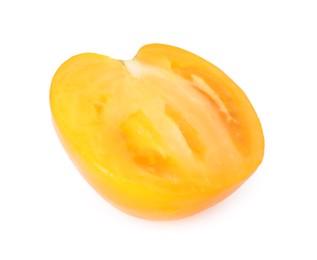 Photo of Piece of ripe yellow tomato isolated on white