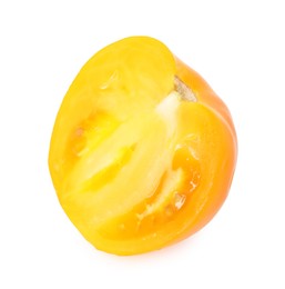 Photo of Piece of ripe yellow tomato isolated on white