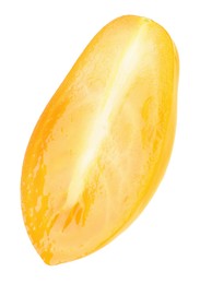 Photo of Piece of ripe yellow tomato isolated on white