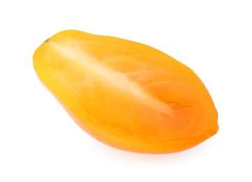 Photo of Piece of ripe yellow tomato isolated on white