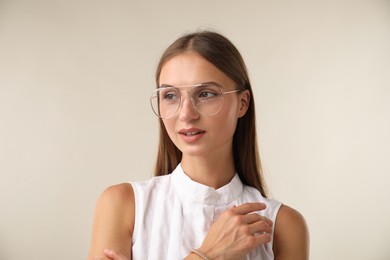 Photo of Portrait of beautiful woman on white background