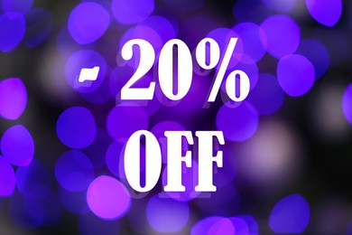 Image of 20 percent discount. Flyer design with bokeh lights