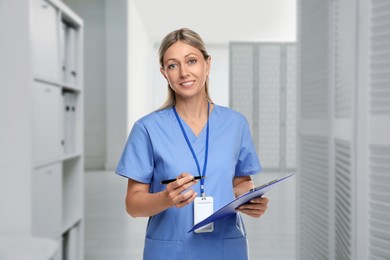 Image of Medical assistant in hospital office. Healthcare worker