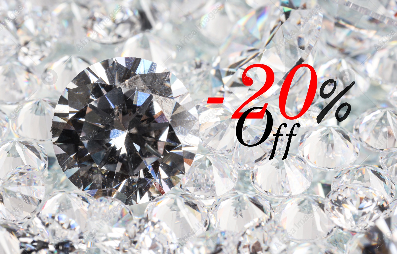 20 percent discount. Flyer design with sparkling diamonds Image of 20 percent discount. Flyer design with sparkling diamonds