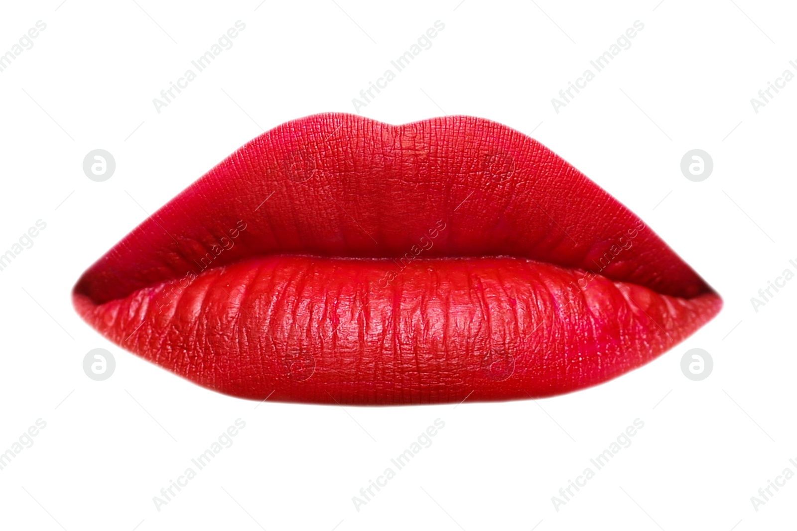 Female lips with red lipstick isolated on white Image of Female lips with red lipstick isolated on white