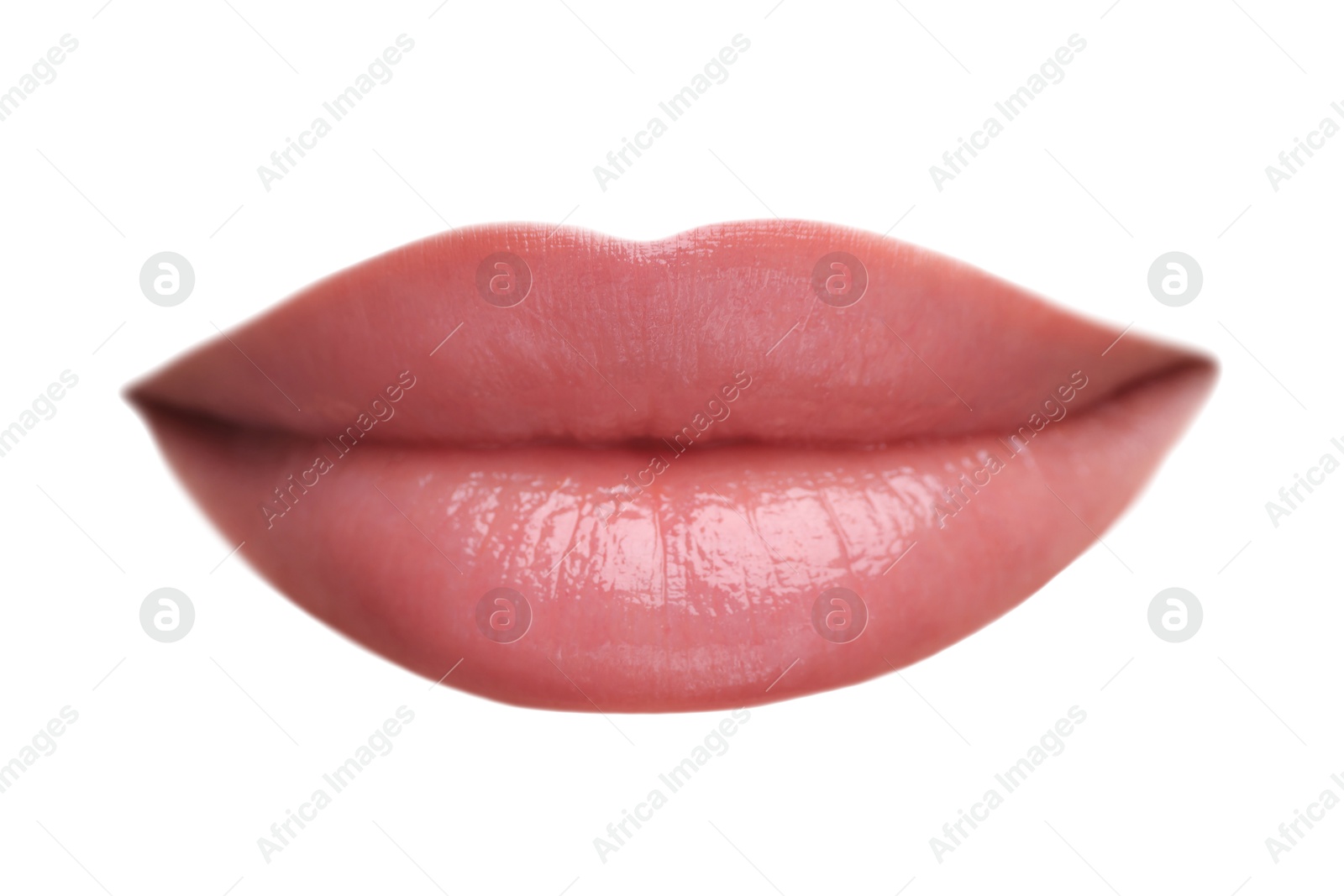 Beautiful female lips with lipgloss isolated on white Image of Beautiful female lips with lipgloss isolated on white
