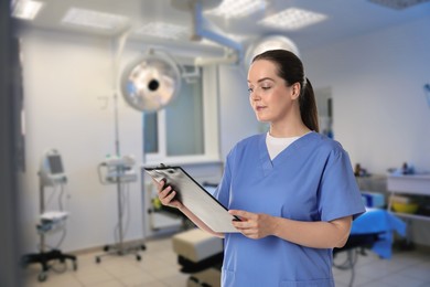 Image of Medical assistant in surgery room. Healthcare worker