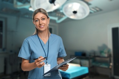 Image of Medical assistant in surgery room. Healthcare worker