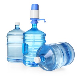 Photo of Cooler bottles with water isolated on white