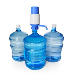 Photo of Cooler bottles with water isolated on white