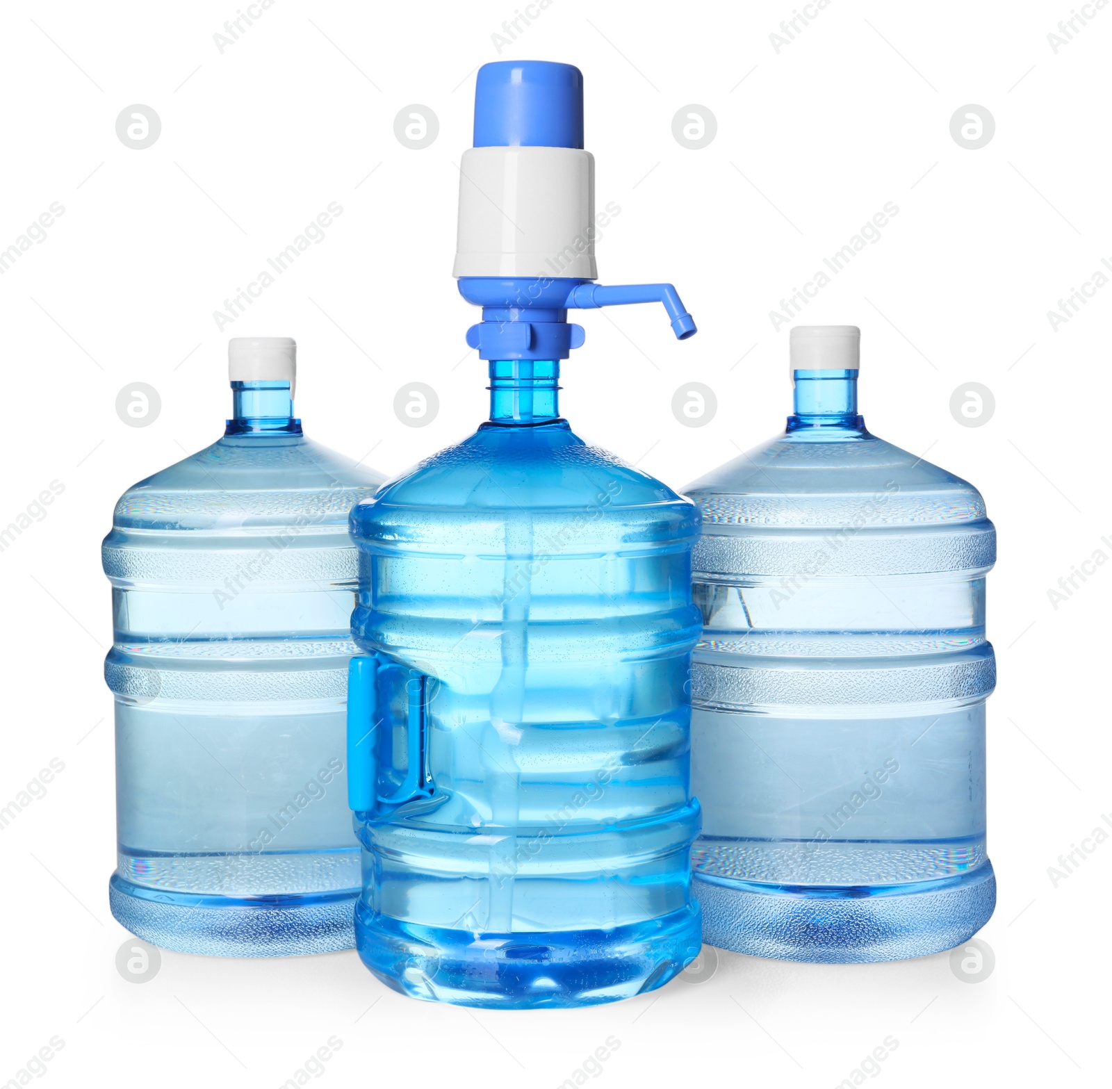 Photo of Cooler bottles with water isolated on white