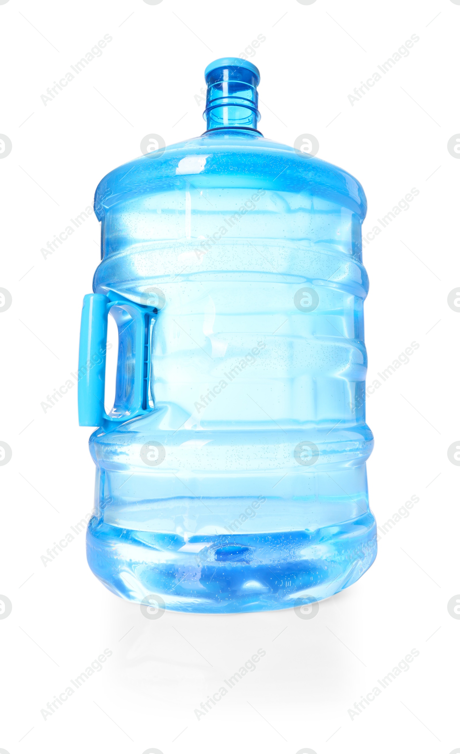 One cooler bottle with water isolated on white Photo of One cooler bottle with water isolated on white