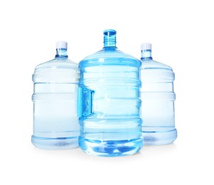 Photo of Cooler bottles with water isolated on white