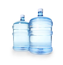 Photo of Cooler bottles with water isolated on white
