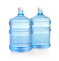 Photo of Cooler bottles with water isolated on white