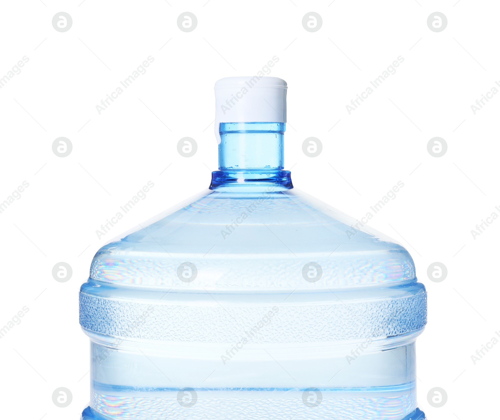 One cooler bottle with water isolated on white Photo of One cooler bottle with water isolated on white
