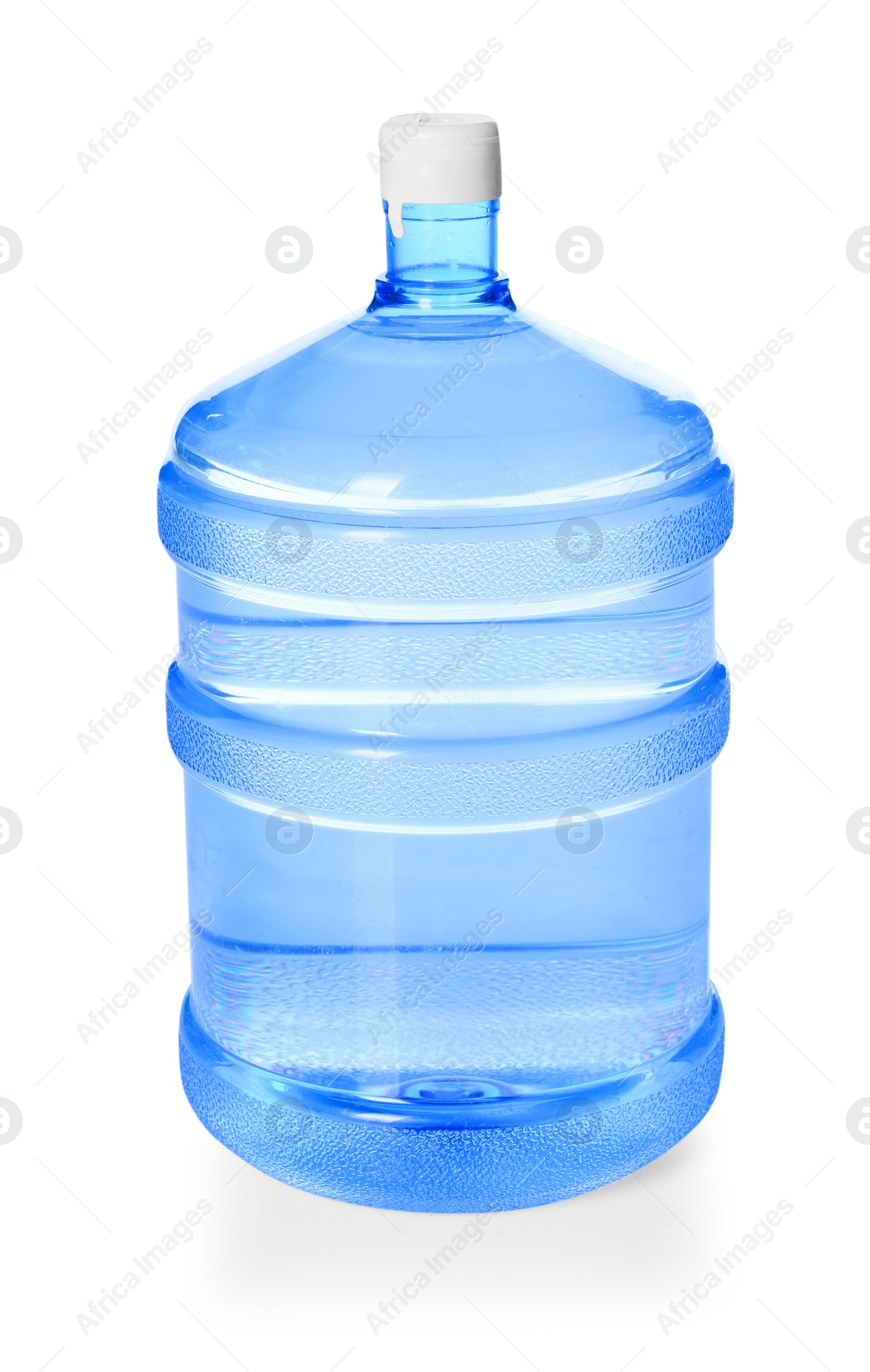 One cooler bottle with water isolated on white Photo of One cooler bottle with water isolated on white
