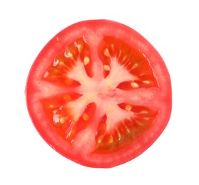 Photo of Slice of fresh tomato isolated on white