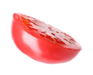 Photo of Slice of fresh tomato isolated on white