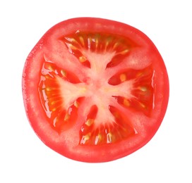 Photo of Slice of fresh tomato isolated on white