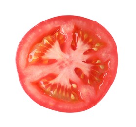 Photo of Slice of fresh tomato isolated on white