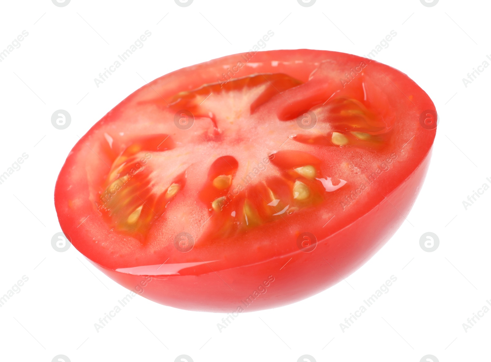 Photo of Slice of fresh tomato isolated on white