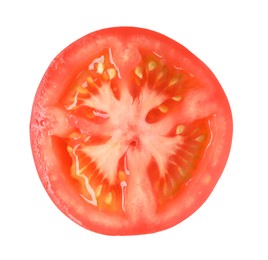 Photo of Slice of fresh tomato isolated on white