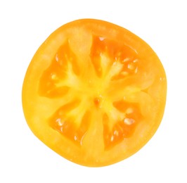Photo of Slice of fresh tomato isolated on white