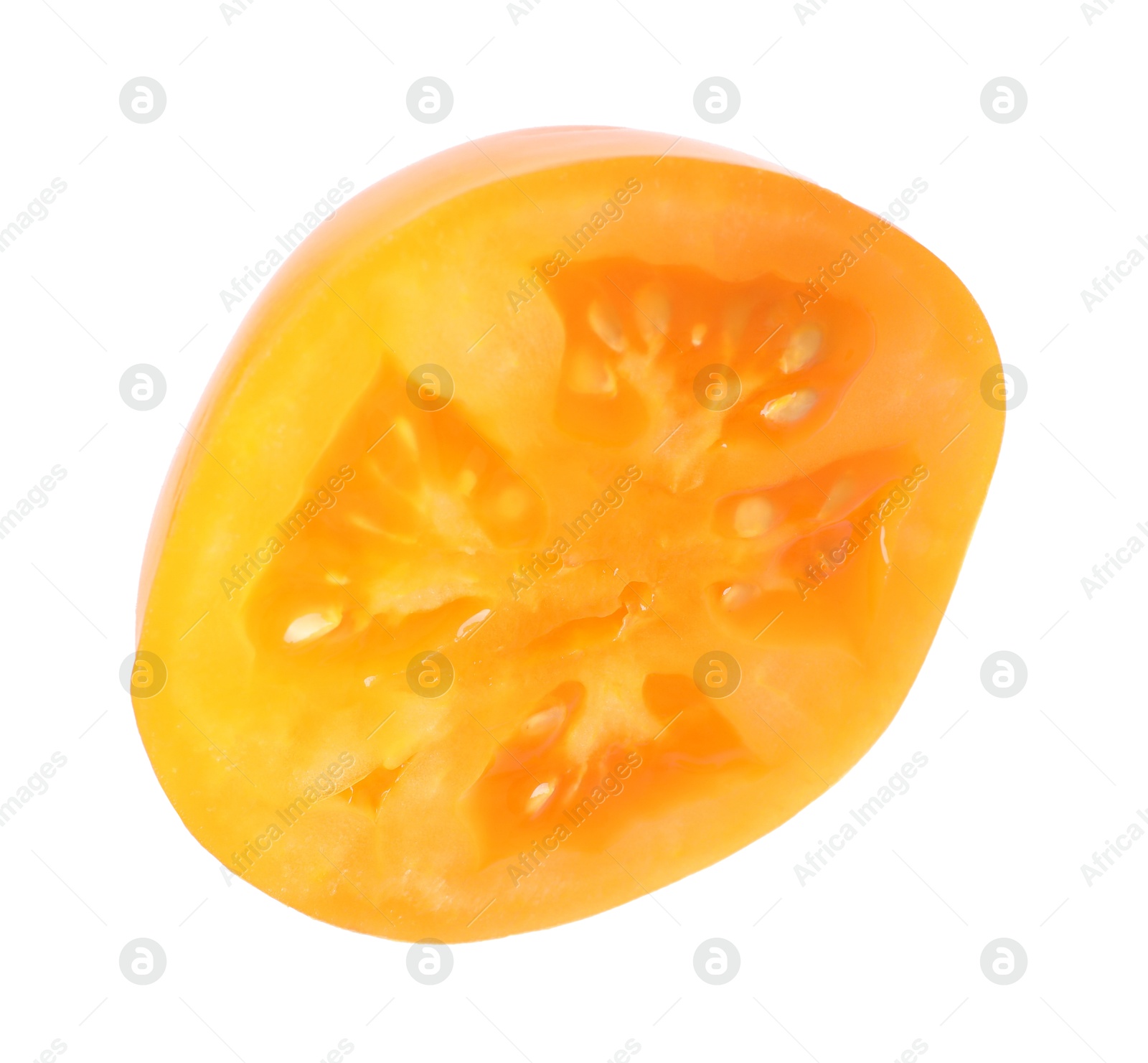 Photo of Slice of fresh tomato isolated on white