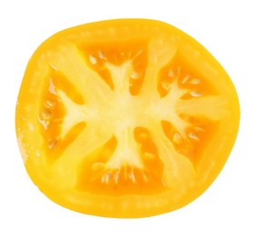 Photo of Slice of fresh tomato isolated on white