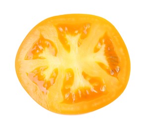 Photo of Slice of fresh tomato isolated on white