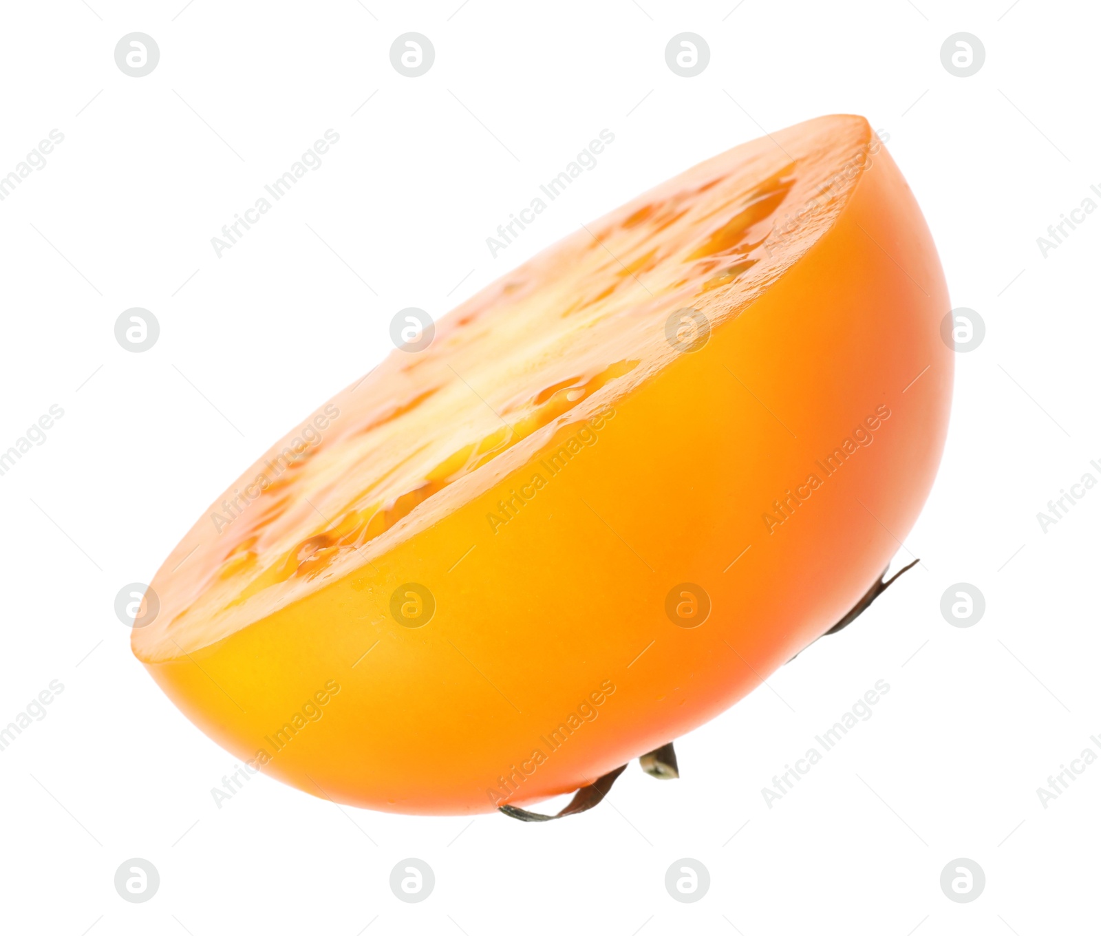 Photo of Slice of fresh tomato isolated on white